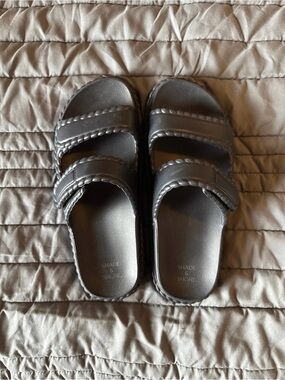 Shade & Shore Women’s Black Double-Strap Slide Sandals